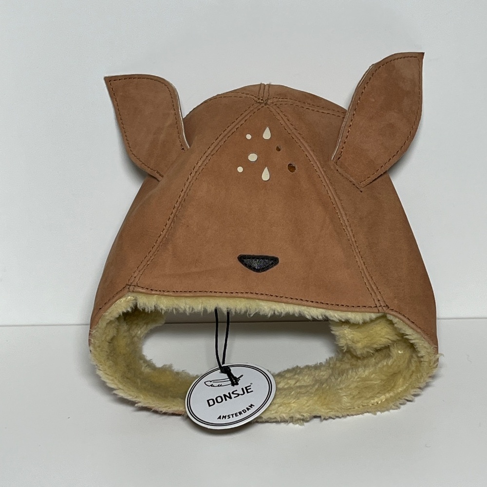 NWT Anthropologie Donsje Kids KAPI Winter Leather Hat Size SMALL Deer 3 6 9 12 m - Picture 14 of 14